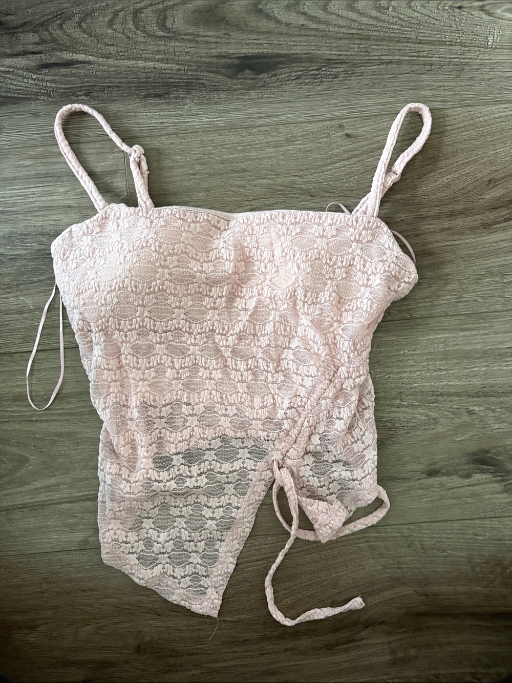 Delicate Lace Asymmetrical Cami Top - Light Pink